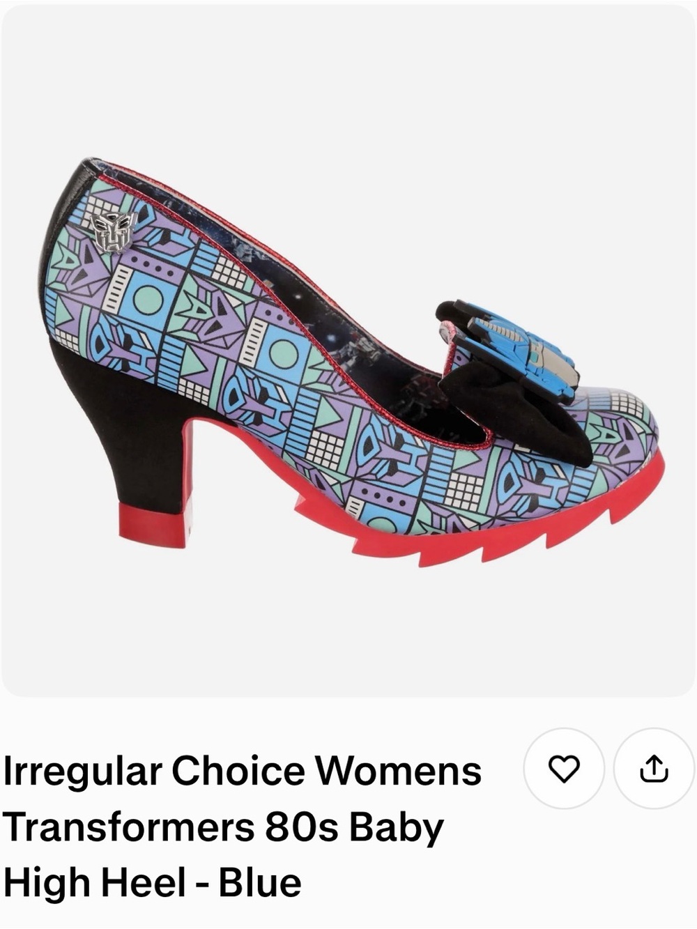 Irregular Choice Transformer Mid Heel with Red Sole UK 6 (Fits like US 8 Women)